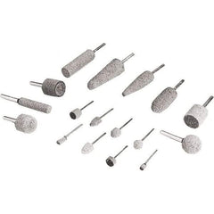 3M - 1/2" Head Diam x 1/2" Thickness, W185, Cylinder End, Aluminum Oxide Mounted Point - Gray, Medium Grade, 34,500 RPM - Exact Industrial Supply