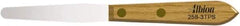 Albion Engineering - 3/8" Wide Spring Blade Stainless Steel Spatula - Flexible, Straight Hardwood Handle, 4" OAL - Exact Industrial Supply