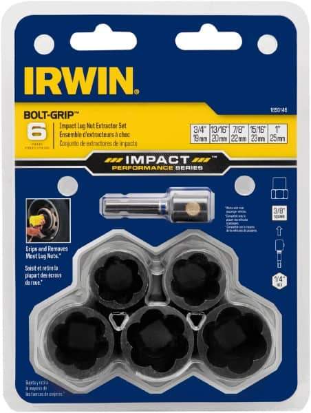 Irwin - 6 Piece Bolt Extractor Set - Clam Shell - Exact Industrial Supply