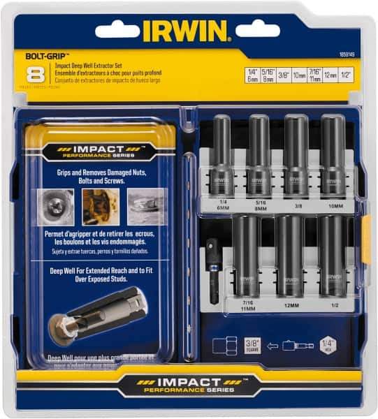 Irwin - 8 Piece Bolt Extractor Set - Plastic Case - Exact Industrial Supply