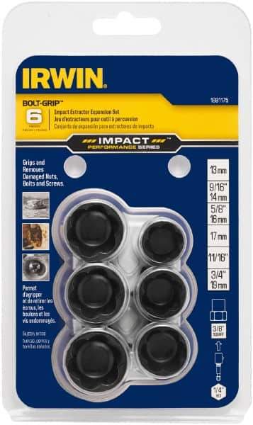 Irwin - 6 Piece Bolt Extractor Set - Magnetic Rail - Exact Industrial Supply