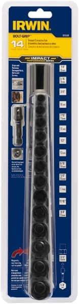 Irwin - 14 Piece Bolt Extractor Set - Magnetic Rail - Exact Industrial Supply