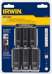 Irwin - 6 Piece Bolt Extractor Set - Magnetic Rail - Exact Industrial Supply