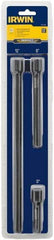 Irwin - 3/8" Drive Socket Extension Set - 3 Pieces, Includes 3, 6, 12" Lengths - Exact Industrial Supply
