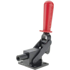 De-Sta-Co - 5,800.07 Lb Load Capacity, Flanged Base, Carbon Steel, Standard Straight Line Action Clamp - 4 Mounting Holes, 0.41" Mounting Hole Diam, 1.14" Plunger Diam, Straight Handle - Exact Industrial Supply