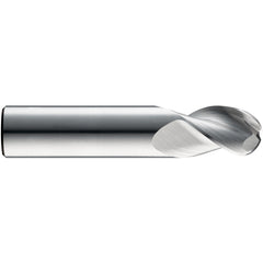 3 mm Dia. × 6 mm Shank × 9 mm DOC × 57 mm OAL, Carbide TiB2, Spiral , 3 Flute, 38° Helix, Ballnose End Mill - Exact Industrial Supply