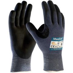 ‎44-3745/XXXL Cut Resistant Gloves - MaxiCut Ultra - Blue Eng Yarn - Black MicroFoam Nitrile Coating - A3/EN5 - Exact Industrial Supply