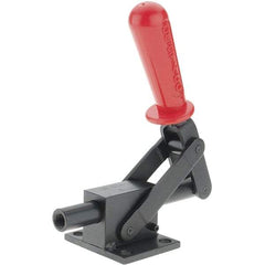 De-Sta-Co - 4,599.59 Lb Load Capacity, Flanged Base, Carbon Steel, Standard Straight Line Action Clamp - 4 Mounting Holes, 0.41" Mounting Hole Diam, 3/4" Plunger Diam, Straight Handle - Exact Industrial Supply