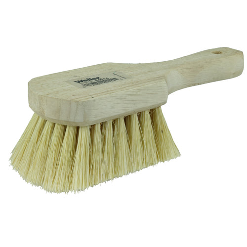 8″ Utility Scrub Brush, White Tampico Fill, Short Handle, Wood Block - Exact Industrial Supply