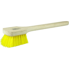 20″ Utility Scrub Brush, Yellow Polypropylene, Long Handle, Wood Block - Exact Industrial Supply
