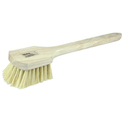 20″ Utility Scrub Brush, White Tampico Fill, Long Handle, Wood Block - Exact Industrial Supply