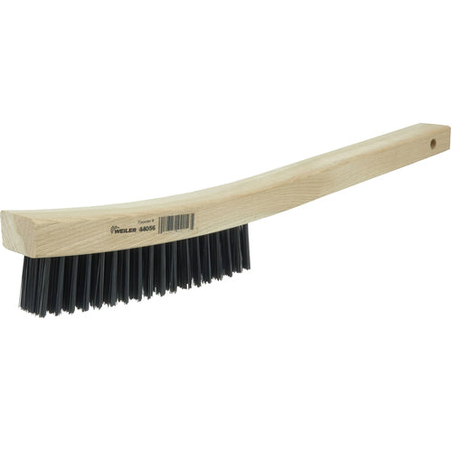 Hand Wire Scratch Brush, .012 Steel Fill, Curved Handle, 4 × 18 Rows - Exact Industrial Supply