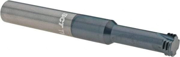 Scientific Cutting Tools - M14x1.50 Metric Fine, 0.45" Cutting Diam, 4 Flute, Solid Carbide Helical Flute Thread Mill - Internal Thread, 1.2" LOC, 4" OAL, 1/2" Shank Diam - Exact Industrial Supply