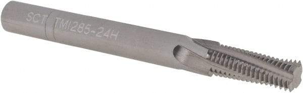 Scientific Cutting Tools - 3/8-24 UNF, 0.285" Cutting Diam, 4 Flute, Solid Carbide Helical Flute Thread Mill - Internal Thread, 0.766" LOC, 3" OAL, 5/16" Shank Diam - Exact Industrial Supply