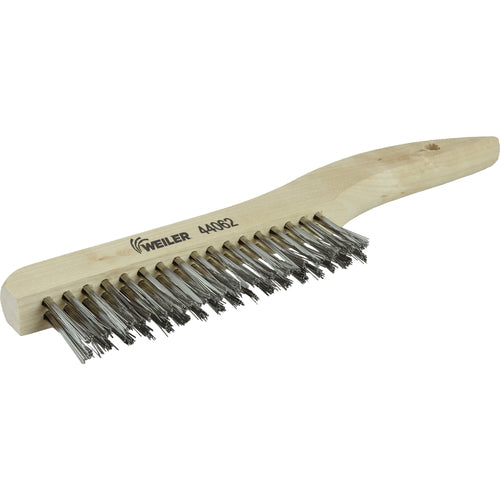 Hand Wire Scratch Brush. .012 Stainless Steel Fill, Shoe Handle, 2 × 17 Rows - Exact Industrial Supply