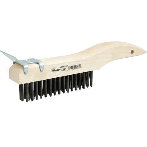 Hand Wire Scratch Brush w/Scraper, .012 Steel Fill, Shoe Handle, 4 × 16 Rows - Exact Industrial Supply