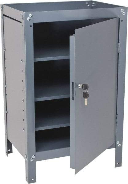 Value Collection - 3 Shelf Combination Storage Cabinet & Work Table - Gray, 21" Wide x 34" High - Exact Industrial Supply