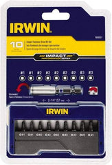 Irwin - 10 Piece, Screwdriver Insert Bit Set - #1 to #3 Square Recess - Exact Industrial Supply