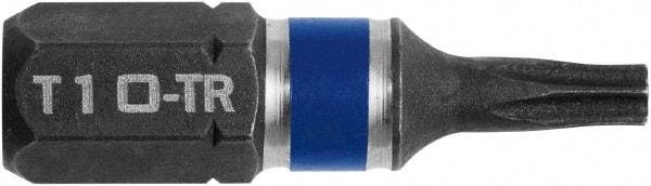 Irwin - 1/4" Drive T10 Torx Screwdriver Bit - 1" OAL, Tamper Resistant Bit - Exact Industrial Supply