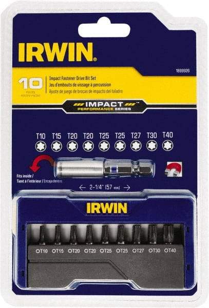 Irwin - 10 Piece, Screwdriver Insert Bit Set - T10 to T40 Torx - Exact Industrial Supply
