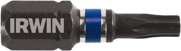 Irwin - 1/4" Drive T30 Torx Screwdriver Bit - 1" OAL, Tamper Resistant Bit - Exact Industrial Supply