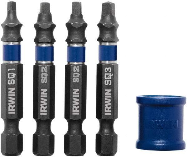 Irwin - 5 Piece, Screwdriver Power Bit Set - #1 to #3 Square Recess - Exact Industrial Supply