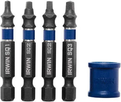 Irwin - 5 Piece, Screwdriver Power Bit Set - #1 to #3 Square Recess - Exact Industrial Supply
