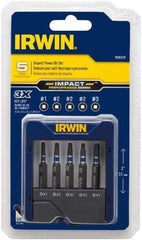 Irwin - 5 Piece, Screwdriver Power Bit Set - #1 to #3 Square Recess - Exact Industrial Supply