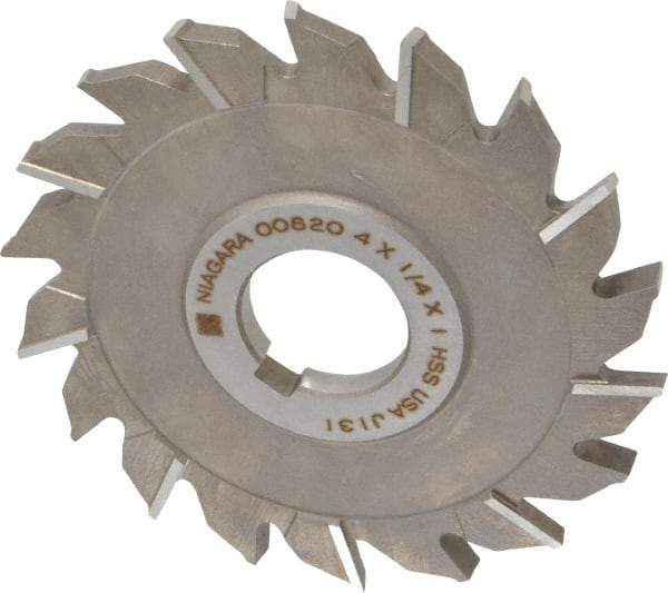 Keo - 4" Diam x 1/4" Width of Cut, 18 Teeth, High Speed Steel Side Milling Cutter - Staggered Teeth, Uncoated - Exact Industrial Supply