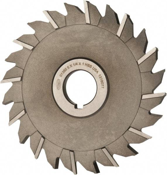 Keo - 5" Diam x 1/4" Width of Cut, 24 Teeth, High Speed Steel Side Milling Cutter - Staggered Teeth, Uncoated - Exact Industrial Supply