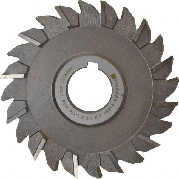 Keo - 5" Diam x 1/2" Width of Cut, 24 Teeth, High Speed Steel Side Milling Cutter - Staggered Teeth, Uncoated - Exact Industrial Supply