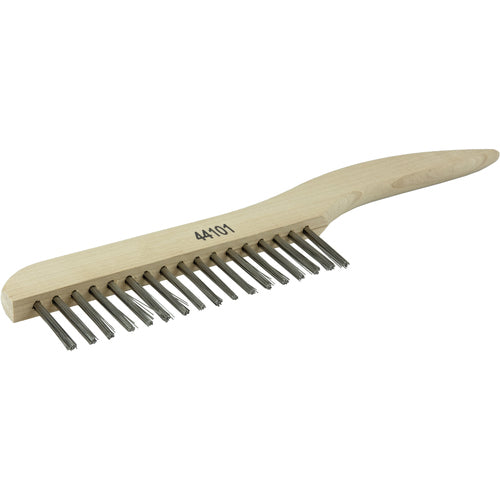 Hand Wire Scratch Brush, .012 Stainless Fill, Shoe Handle, 1 × 17 Rows - Exact Industrial Supply