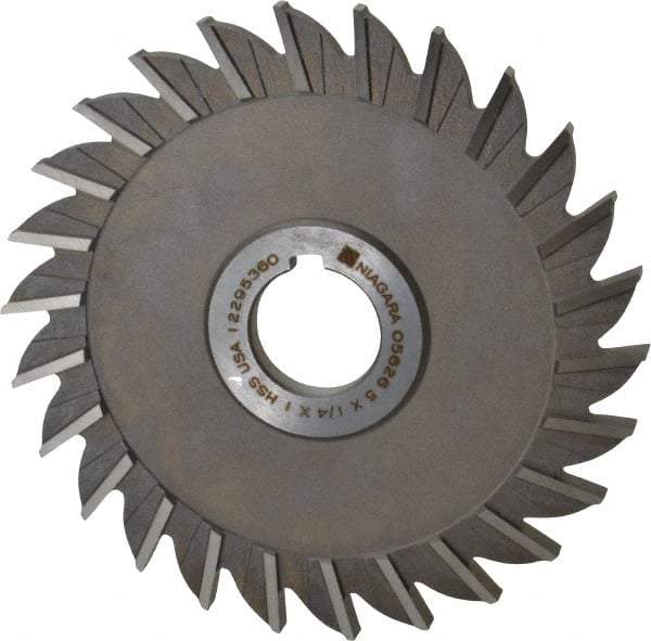 Keo - 5" Diam x 1/4" Width of Cut, 26 Teeth, High Speed Steel Side Milling Cutter - Straight Teeth, Uncoated - Exact Industrial Supply