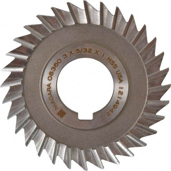 Keo - 3" Blade Diam x 5/32" Blade Thickness, 1" Hole, 32 Teeth, High Speed Steel Side Chip Saw - Straight Tooth, Arbor Connection, Right Hand Cut, Uncoated, with Keyway - Exact Industrial Supply