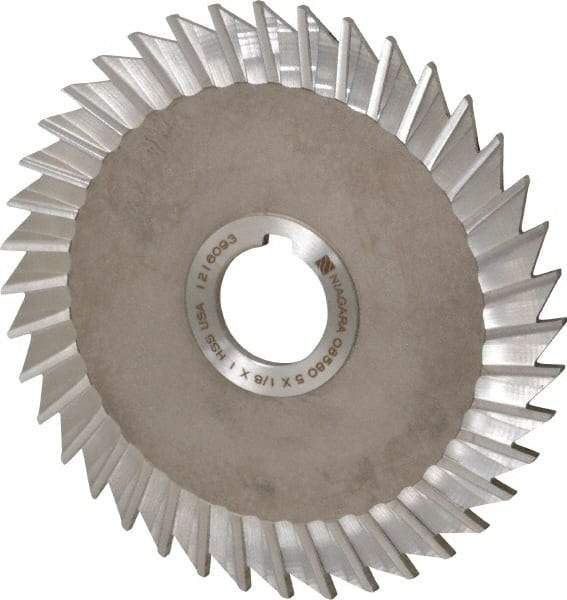 Keo - 5" Blade Diam x 1/8" Blade Thickness, 1" Hole, 40 Teeth, High Speed Steel Side Chip Saw - Straight Tooth, Arbor Connection, Right Hand Cut, Uncoated, with Keyway - Exact Industrial Supply
