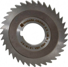 Keo - 3" Diam x 1/8" Blade Thickness x 1" Arbor Hole Diam, 36 Tooth Slitting and Slotting Saw - Arbor Connection, Right Hand, Uncoated, High Speed Steel, 10° Rake, Concave Ground - Exact Industrial Supply