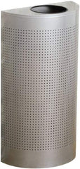 Rubbermaid - 12 Gal Silver Half-Round Decorative Waste Receptacle With Top - Steel, 32" High x 18" Wide - Exact Industrial Supply