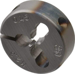 OSG - M2.5x0.45 Thread, 13/16" Outside Diam High Speed Steel Round Die - 1/4" Thick, Right Hand Thread, Series 135, Adjustable - Exact Industrial Supply