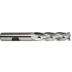 13/32 Dia. x 3-3/4 Overall Length 4-Flute Square End High Speed Steel SE End Mill-Round Shank-Center Cut-Uncoated - Exact Industrial Supply