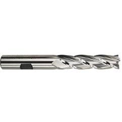 1/2 Dia. x 4 Overall Length 4-Flute Square End High Speed Steel SE End Mill-Round Shank-Center Cut-Uncoated - Exact Industrial Supply