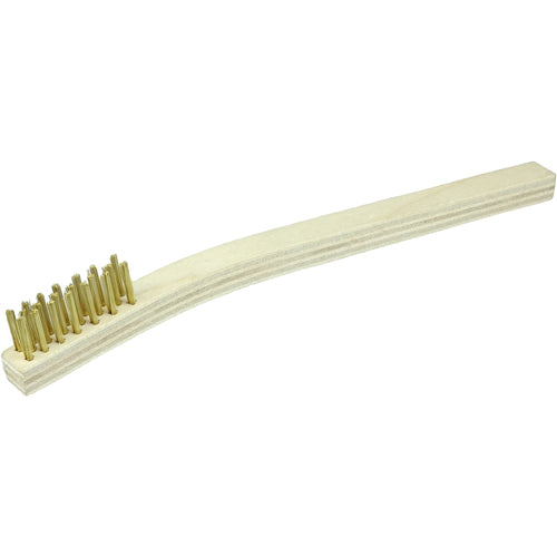 Small Hand Wire Scratch Brush, Brass Fill, Wood Block, 3 × 7 Rows - Exact Industrial Supply