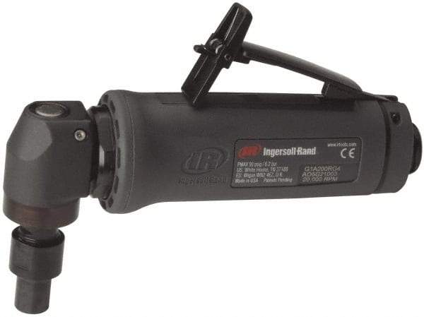 Ingersoll-Rand - 1/4" Collet, Angle Handle, Angle Air Die Grinder - 20,000 RPM, Dual Capable Exhaust, 25 CFM, 0.4 hp - Exact Industrial Supply
