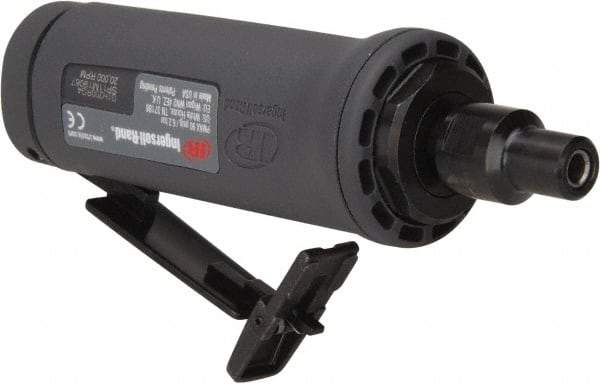 Ingersoll-Rand - 1/4" Collet, Straight Handle, Angle Air Die Grinder - 20,000 RPM, Dual Capable Exhaust, 19 CFM, 0.4 hp, 1/4 NPT - Exact Industrial Supply