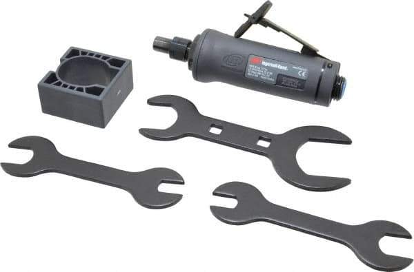 Ingersoll-Rand - 1/4" Collet, Straight Handle, Angle Air Die Grinder - 25,000 RPM, Dual Capable Exhaust, 20 CFM, 0.4 hp, 1/4 NPT - Exact Industrial Supply