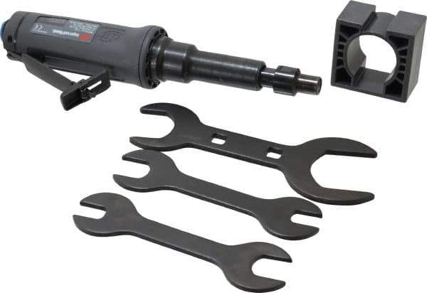 Ingersoll-Rand - 1/4" Collet, Straight Handle, Angle Air Die Grinder - 25,000 RPM, Dual Capable Exhaust, 25 CFM, 0.4 hp, 1/4 NPT - Exact Industrial Supply