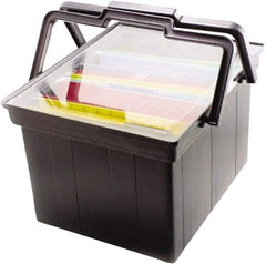 ADVANTUS - 1 Compartment, 17 Inch Wide x 14 Inch Deep x 10-7/8 Inch High, Portable File Box - Plastic, Black - Exact Industrial Supply