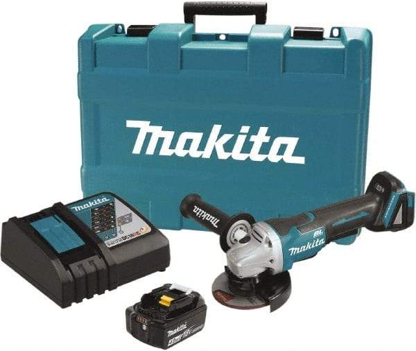 Makita - 4-1/2" Wheel Diam, 8,500 RPM, Cordless Cutoff & Cutoff-Grinder Tool - Straight Handle, Battery Included - Exact Industrial Supply