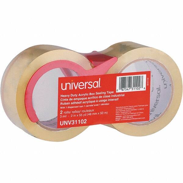 Universal One - 48mm Wide x 3mm Thick x 50m Long, 31102 Box Sealing & Label Protection Tape - Clear - Exact Industrial Supply