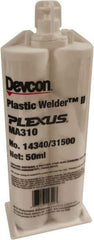 Plexus - 50 mL Cartridge Two Part Acrylic Adhesive - 15 to 18 min Working Time, 60°F to 95°F, 4,500 psi Shear Strength - Exact Industrial Supply