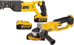 DeWALT - 20 Volt Cordless Tool Combination Kit - Includes Reciprocating Saw & 4-1/2" Cut-Off Grinder, Lithium-Ion Battery Included - Exact Industrial Supply